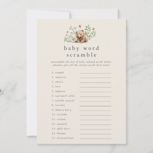 HANNAH  Boho Baby shower Woord Scramble Game Kaart (Voorkant)