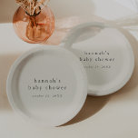 HANNAH  Boho Modern Eenvoudig Baby shower Papieren Bordje<br><div class="desc">Deze  boho modern eenvoudig baby showers papieren borden van het Hannah Collectie zijn perfect voor een minimaal baby shower. Het neutrale crème en grijze kleurontwerp heeft een moderne boho-onversierde typografie met een unieke minimalistische stijl. Personaliseer je baby showers borden met de naam van de aanstaande moeder en de douchedatum.</div>