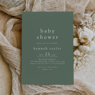 HANNAH Boho Modern Sage Groen Eenvoudig Baby showe Kaart