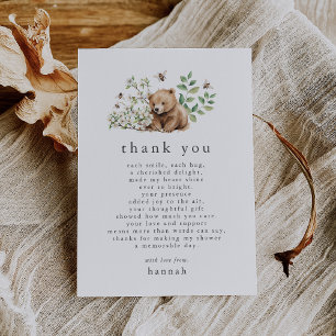 HANNAH Boho Zomer Beer Bee Woodland Baby shower Bedankkaart