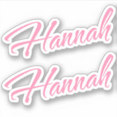 Hannah Decoratieve Naam in Roze x2 Sticker (Voorkant)