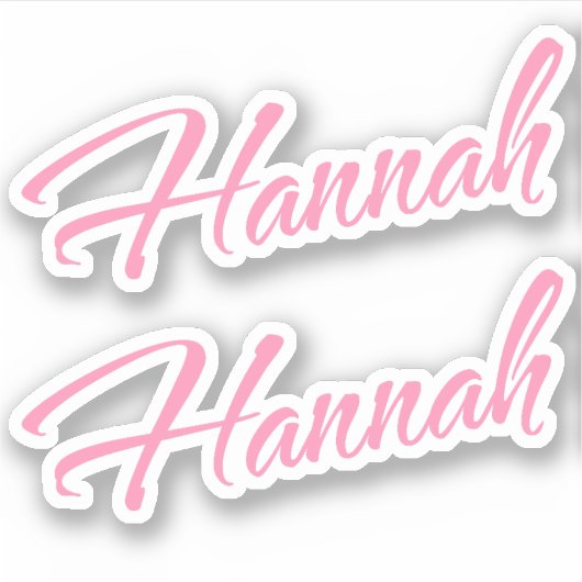 Hannah Decoratieve Naam in Roze x2 Sticker (Voorkant)