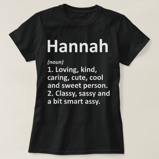 HANNAH Definition Persoonlijke naam Funny Birthday T-shirt (Design voorkant)