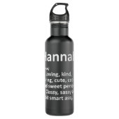 HANNAH Definition Persoonlijke naam Funny Birthday Waterfles (Voorkant)
