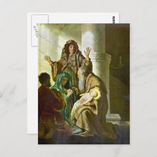 Hannah en Simeon in de tempel door Rembrandt Briefkaart (Voorkant / Achterkant)