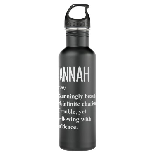 Hannah First Name Definition Personalized Gift Ide Waterfles (Voorkant)