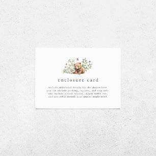 HANNAH Gender Neutraal Beer Woodland Baby shower Informatiekaartje