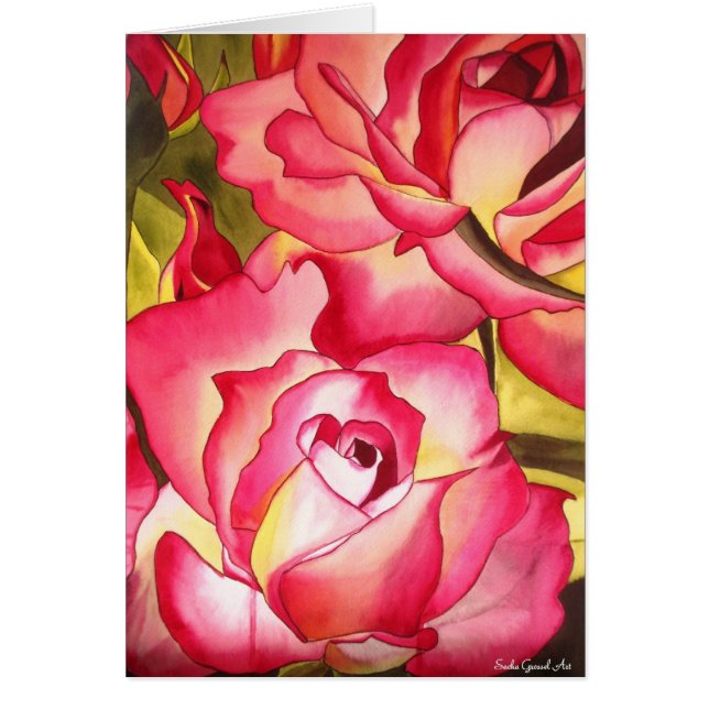Hannah Gordon Pink Rose Valentine Day-kaart (Voorkant)