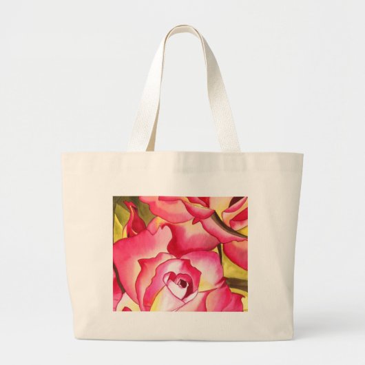 Hannah Gordon pink Rose waterverf art Grote Tote Bag (Voorkant)