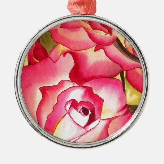 Hannah Gordon pink Rose waterverf art Metalen Ornament (Voorkant)