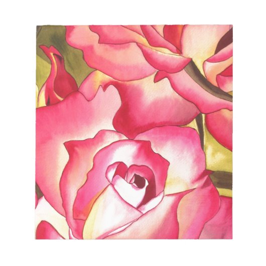 Hannah Gordon pink Rose waterverf art Notitieblok (Voorkant)