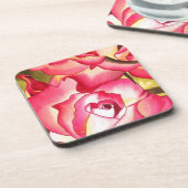 Hannah Gordon pink Rose waterverf art Onderzetter (Linkerzijde)