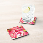 Hannah Gordon pink Rose waterverf art Onderzetter (Rechterzijde)