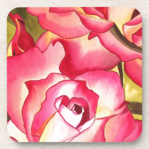 Hannah Gordon pink Rose waterverf art Onderzetter