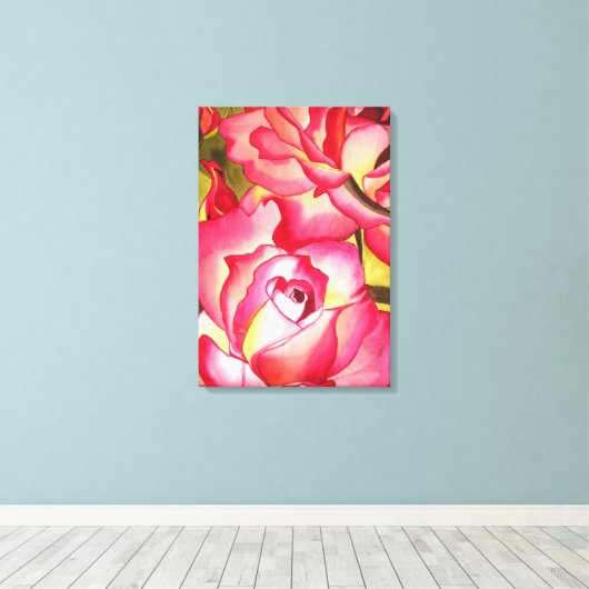 Hannah Gordon roze roze roze waterverf kunst Canvas Afdruk (Insitu (Houten vloer))