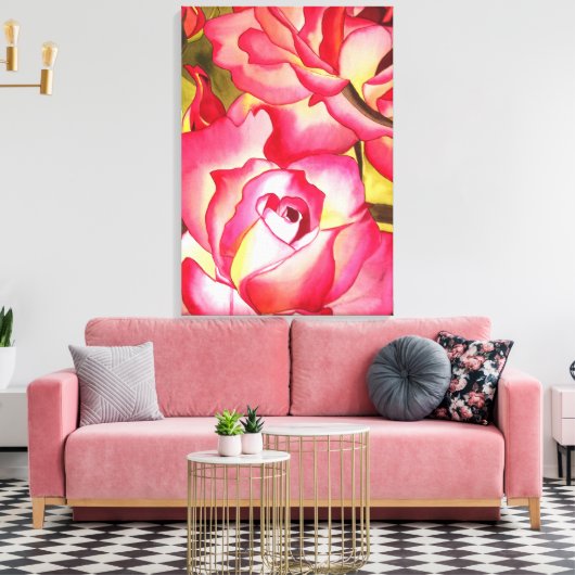 Hannah Gordon roze roze roze waterverf kunst Canvas Afdruk (Insitu (Woonkamer))