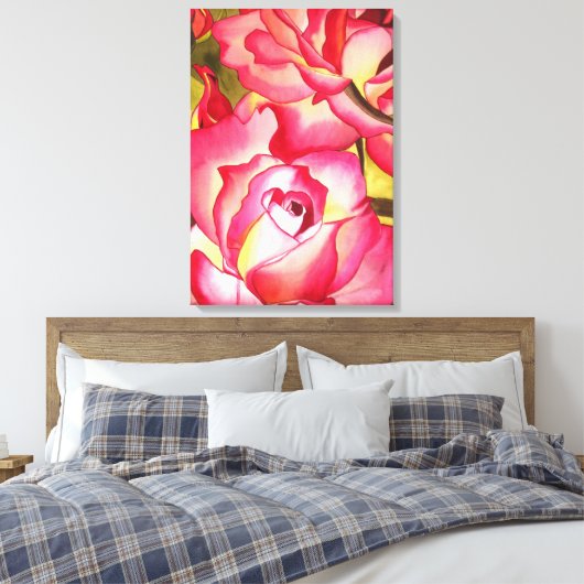 Hannah Gordon roze roze roze waterverf kunst Canvas Afdruk (Insitu (Slaapkamer))