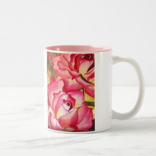 Hannah Gordon Roze roze roze waterverf kunst Tweekleurige Koffiemok