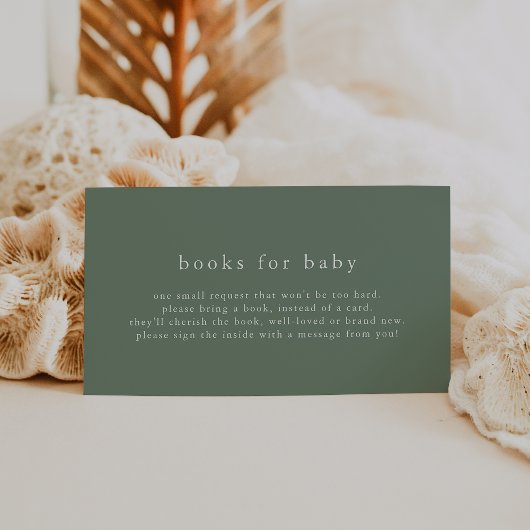 HANNAH Green Simple Baby Shower Books for Baby Informatiekaartje