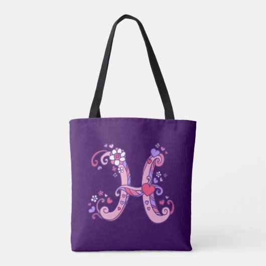 Hannah H monogram kunst & naam betekenis tas (Achterkant)