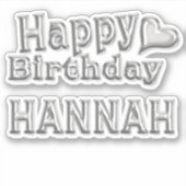 Hannah Happy Birthday silver Aufkleber Sticker (Voorkant)