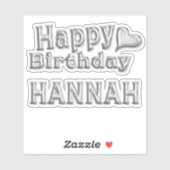 Hannah Happy Birthday silver Aufkleber Sticker (Vel)