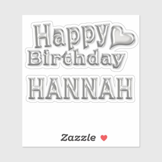 Hannah Happy Birthday silver Aufkleber Sticker (Vel)