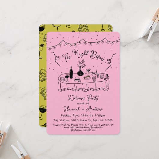 Hannah is de avond voor de welkomstavond kaart (Voorkant / Achterkant in situ)