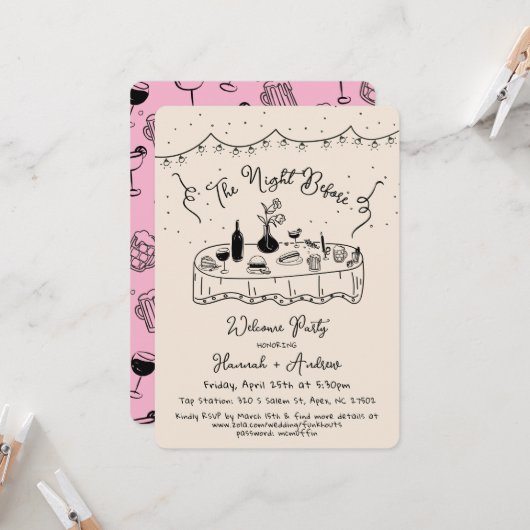 Hannah is de avond voor de welkomstavond kaart (Voorkant / Achterkant in situ)