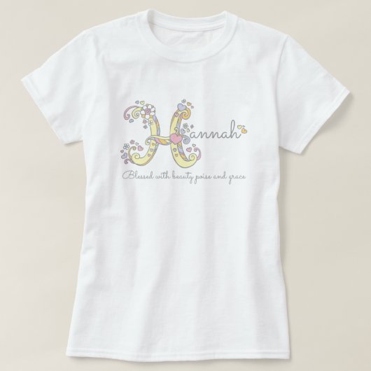 Hannah meisjes naam decoratieve aangepaste beteken t-shirt (Design voorkant)