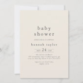 HANNAH Modern  Cream Eenvoudig Baby shower Kaart (Voorkant)