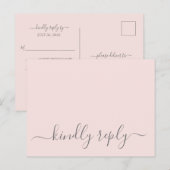 Hannah Modern Simple Pink Meal Choice RSVP Wedding Briefkaart (Voorkant / Achterkant)