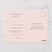 Hannah Modern Simple Pink Meal Choice RSVP Wedding Briefkaart (Achterkant)