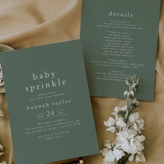 HANNAH Neutraal Groen Boho Eenvoudige Baby Sprinkl Kaart