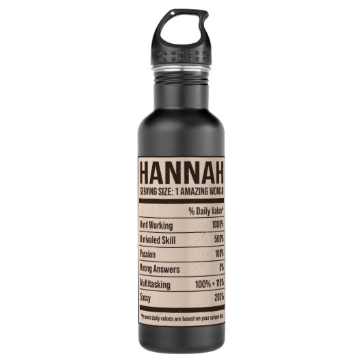 Hannah Nutrition Facts Name Nickname Alias Titel F Waterfles (Voorkant)