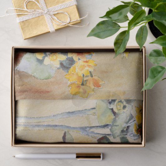  Hannah Overbeck Art nouveau yellow bloemen Tissuepapier (Geschenk)
