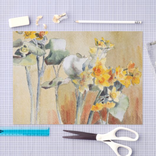 Hannah Overbeck Art nouveau yellow bloemen Tissuepapier (Craft)