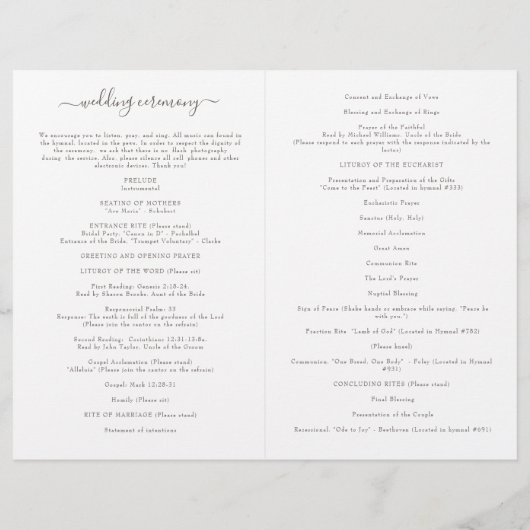 Hannah Pink katholieke bruiloft programma met mass (Achterkant)