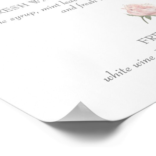 Hannah Pink Signature Cocktails Huwelijksbord Poster (Hoek)