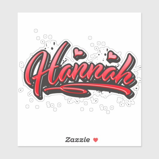 Hannah red Heart Graffiti Aufkleber Sticker (Vel)