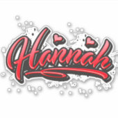 Hannah red Heart Graffiti Aufkleber Sticker (Voorkant)