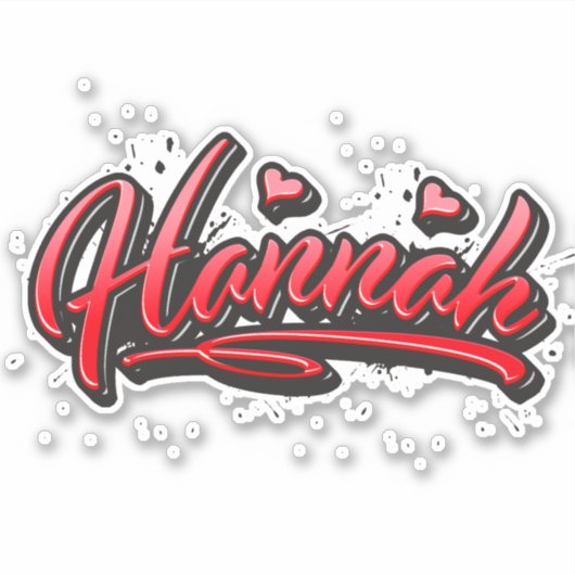 Hannah red Heart Graffiti Aufkleber Sticker (Voorkant)