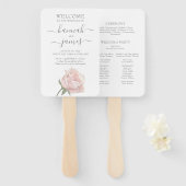 Hannah | Romantische Blush Rozen Calligrafie Handwaaier (Voorkant en achterkant)