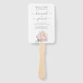 Hannah | Romantische Blush Rozen Calligrafie Handwaaier (Voorkant)