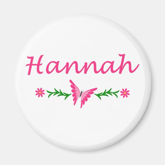 Hannah (roze vlinder) magneet (Voorkant)