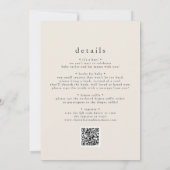 HANNAH Rustic Cream QR Eenvoudig Baby shower Kaart (Achterkant)