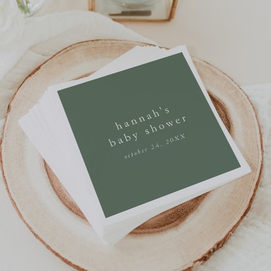 HANNAH Sage Groen Rustiek Eenvoudig Baby shower Servet