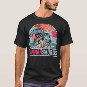 Hannah Saurus Funny Personalised Dinosaur T Rex Na T-shirt