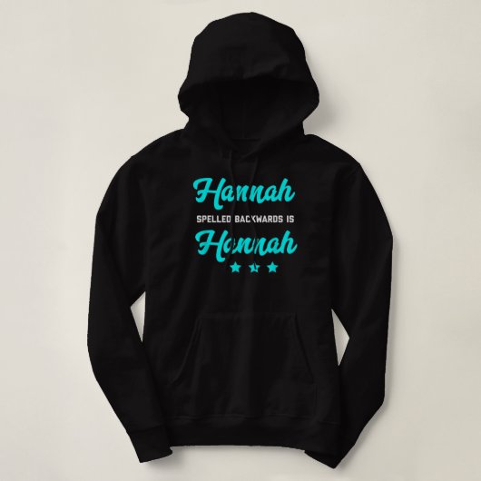 Hannah Spelde Backwards is Hannah Tshirt Word Pla (Design voorkant)