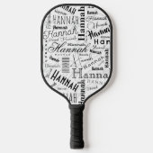 Hannah Typography Black White Pickleball Paddle (Voorkant)
